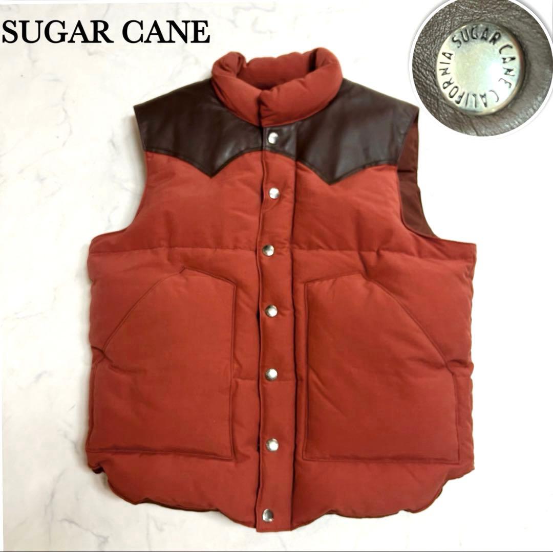 美品✨sugar cane ダウンベストダウン80% M 極暖 肉厚 軽量牛革 中古・古着通販】SUGAR CANE (シュガーケーン) ダウンベスト オレンジ