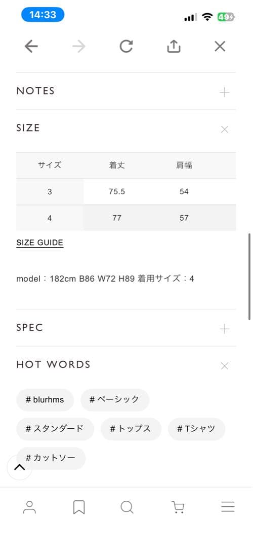 blurhms コットンシルク ヘンリーベースボールTシャツ ブラック サイズ