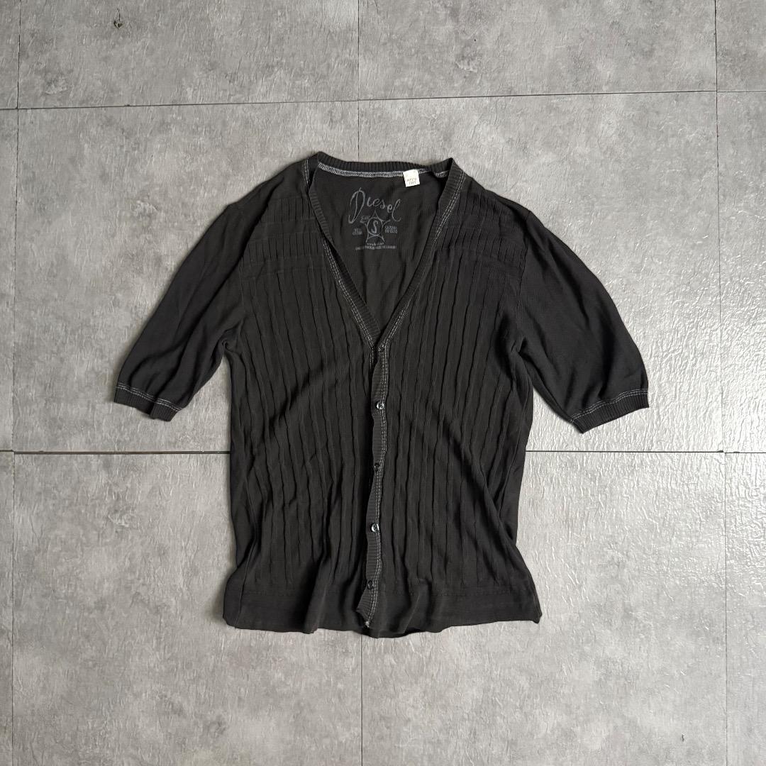 DIESEL 半袖 ニット カーディガンチャコールグレー y2k グランジ
