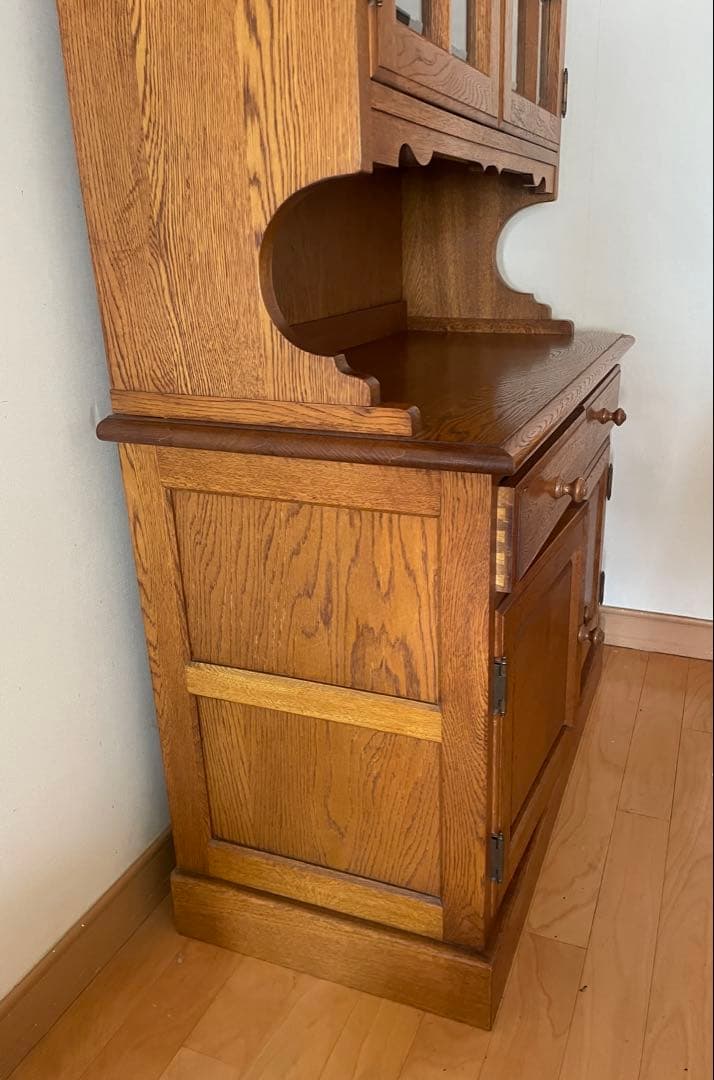 最終価格　《ナラ無垢材　食器棚　カップボード》 ヴィンテージ　最終発送9月17日