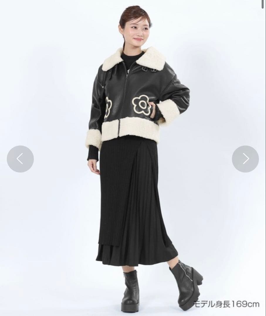 n*i様 マリークワント デイジーフェイクレザームートン ジャケット