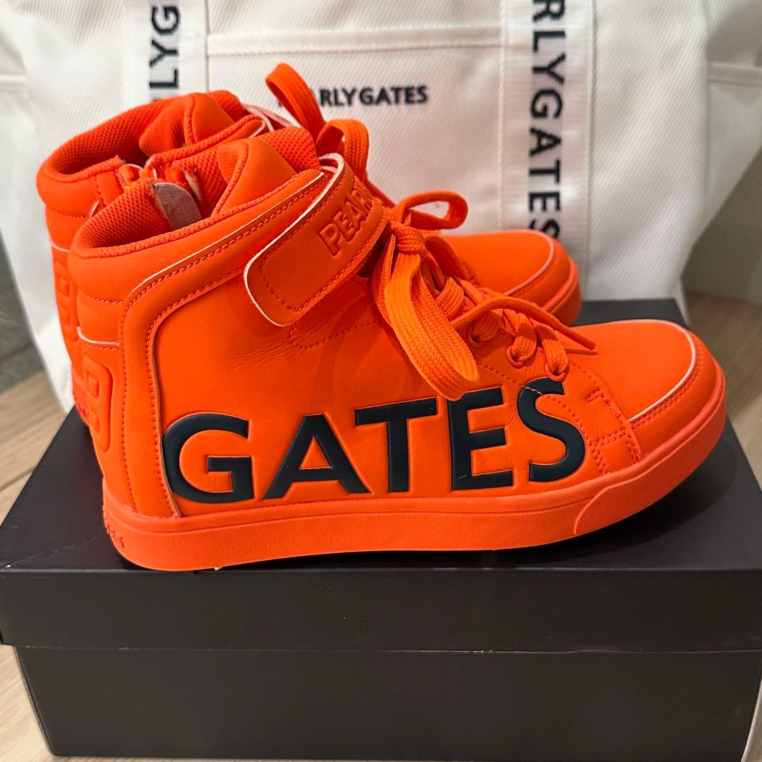 超美品】パーリーゲイツ ゴルフシューズ ハイカット オレンジ 22.5cm