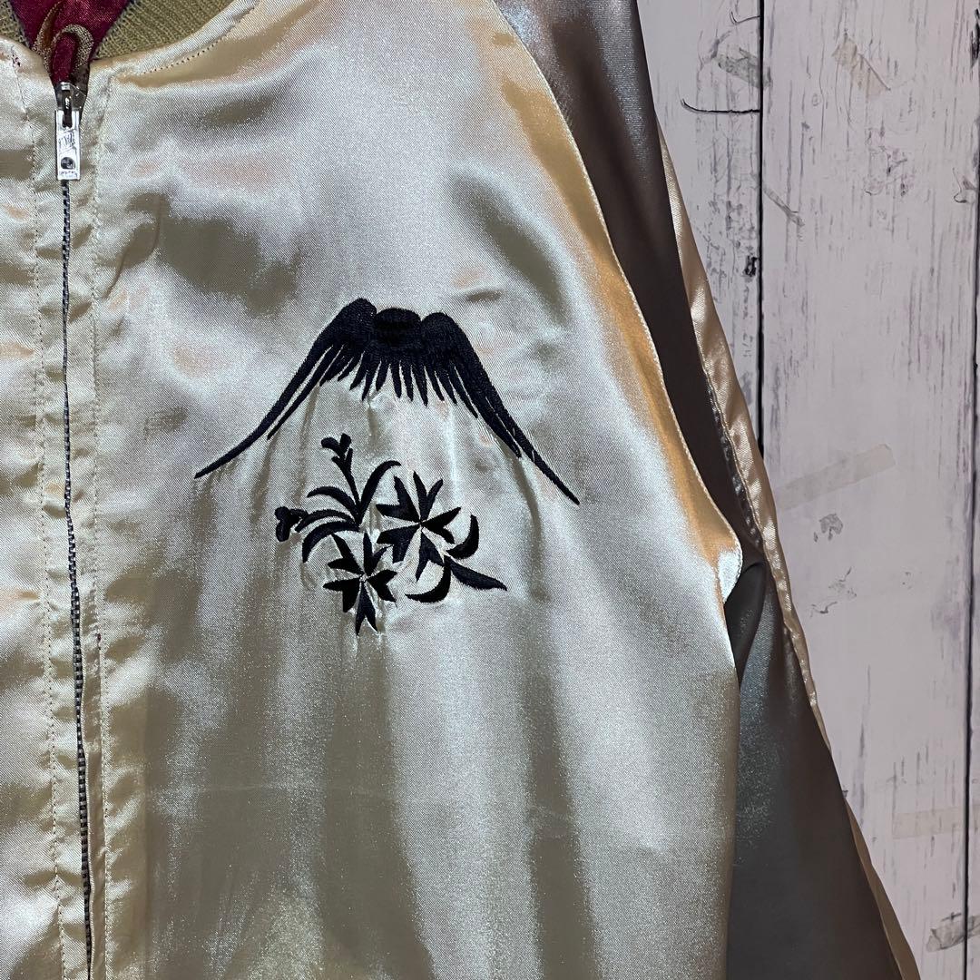 極美品】 テーラー東洋リバーシブル ボルドー L サテン スカジャン 鷲