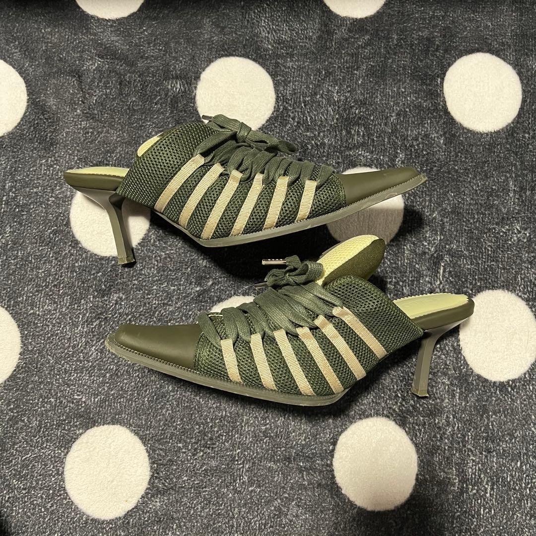 希少】YELLO スニーカー ミュール サンダル カーキ M - 靴オンライン