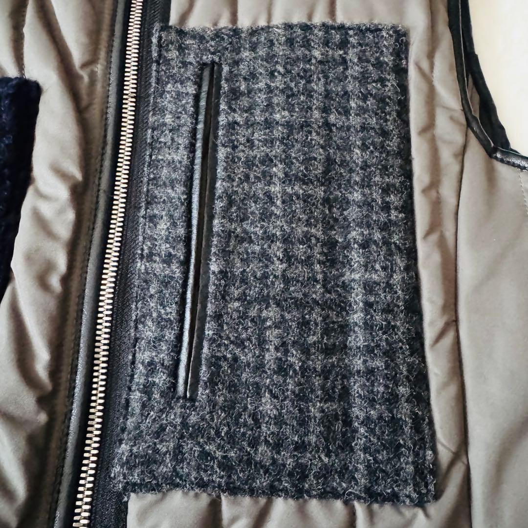 希少】 チノ キルティングベスト ロング丈 異素材 4ポケット 38 グレー