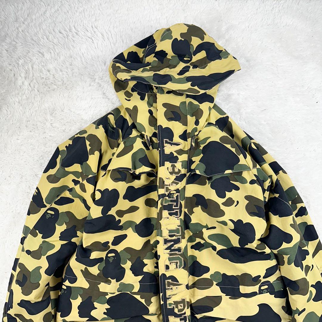 き*う様 ア ベイシング エイプ 1stサル迷彩柄 スノボジャケット 黄色 L