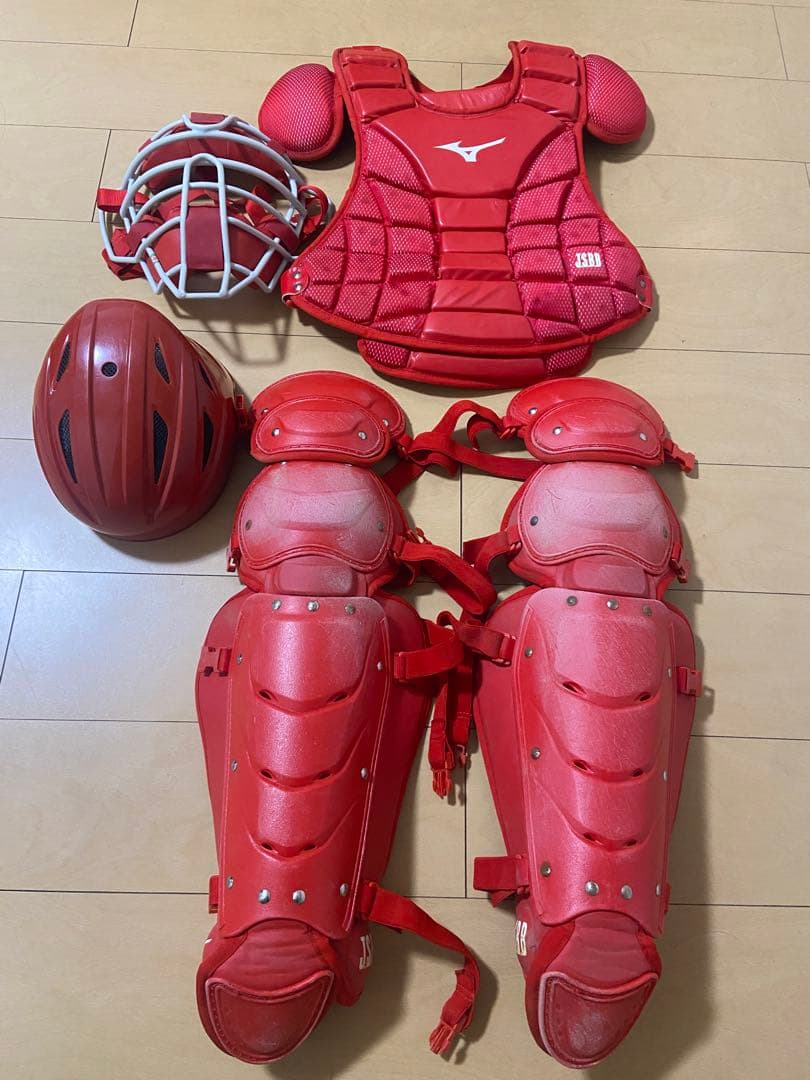 【夏キャンペーン大幅値下げ中】Mizuno キャッチャー防具フルセット　レッド MIZUNO（ミズノ） 2026モデル 限定 少年軟式 ジュニア ソフトボール