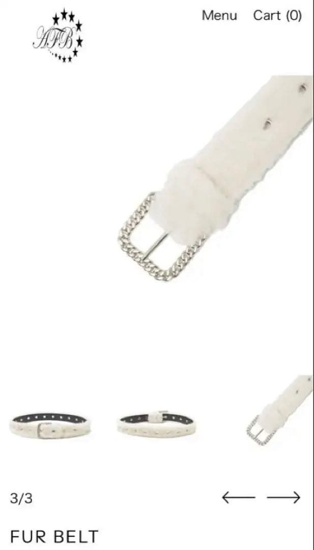 AFB FUR BELT ホワイト L