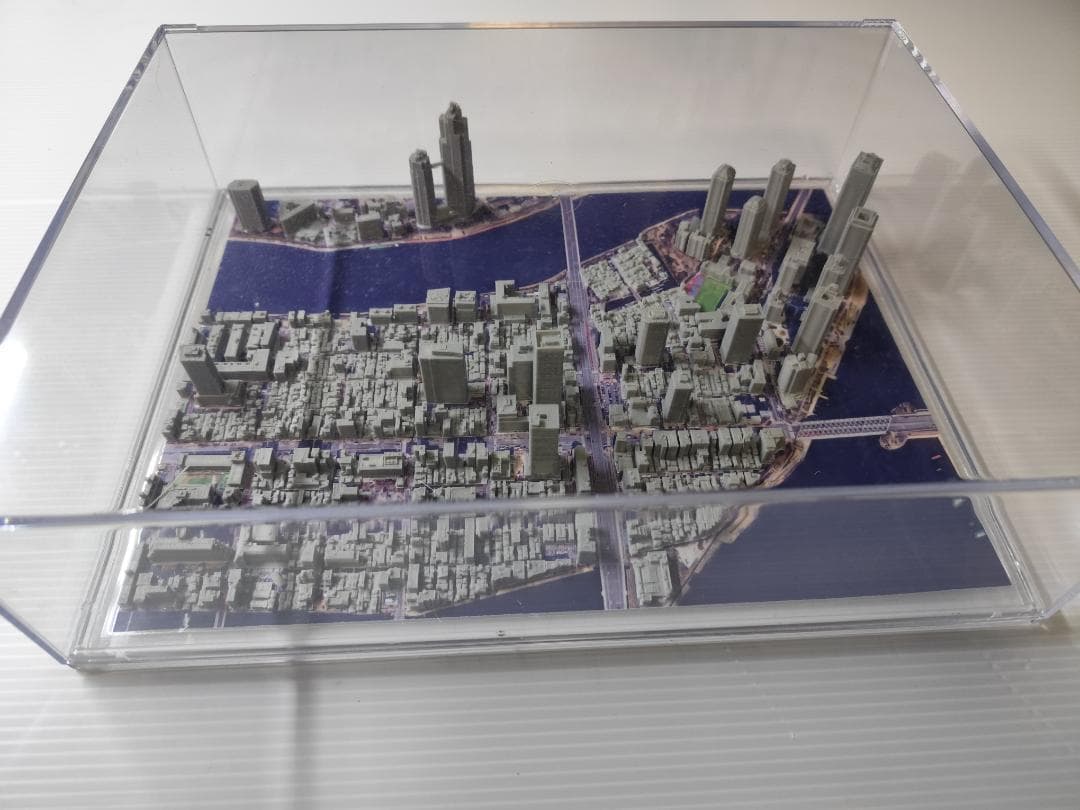 佃 月島 聖路加タワー周辺 都市模型 (透明ケース付)｜佃 月島 聖