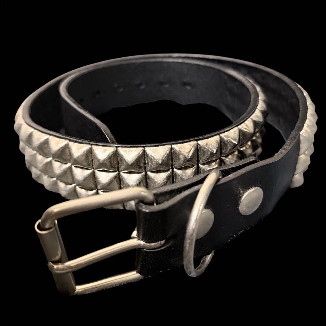 牛革　3連スタッズベルト スモールピラミッドベルト 12mm y2k sk8 8 ベルト 3連スタッズベルト メンズ レディース : ZOZOTOWN Yahoo!店