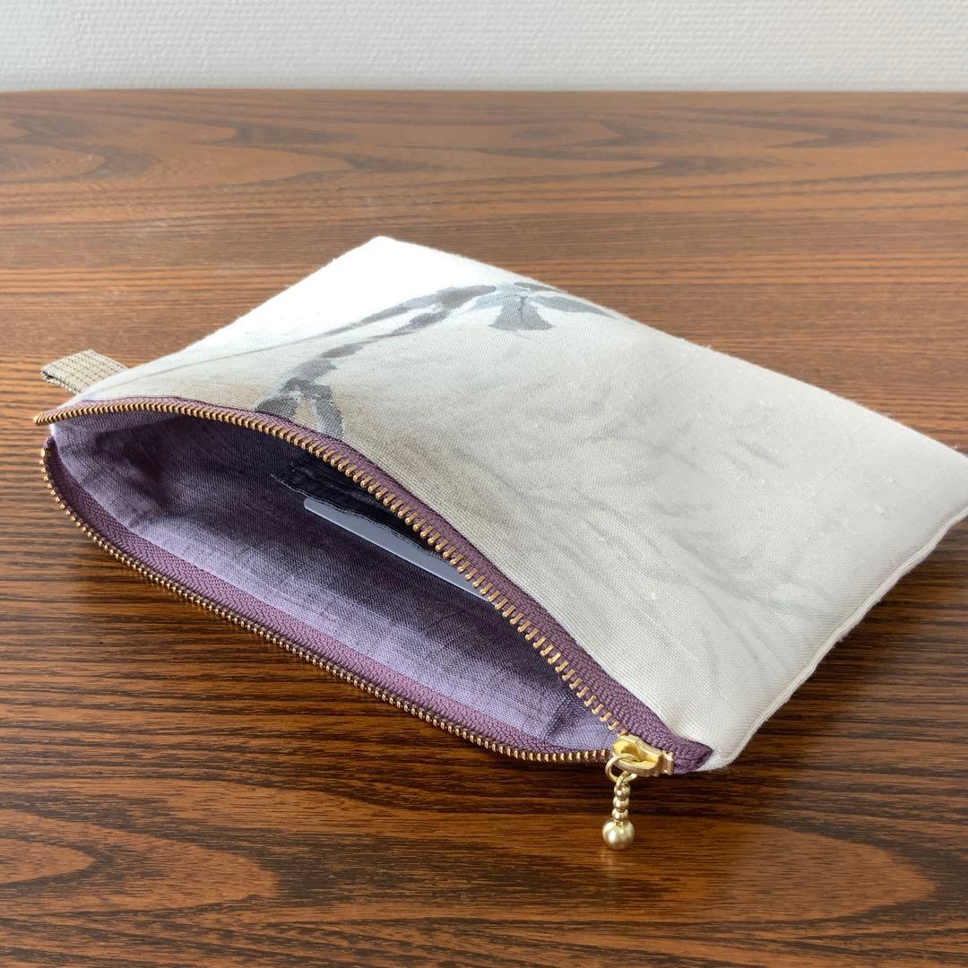 A4サイズ対応 紬帯 手描きの枝桜 リメイク バンブーハンドルバッグ