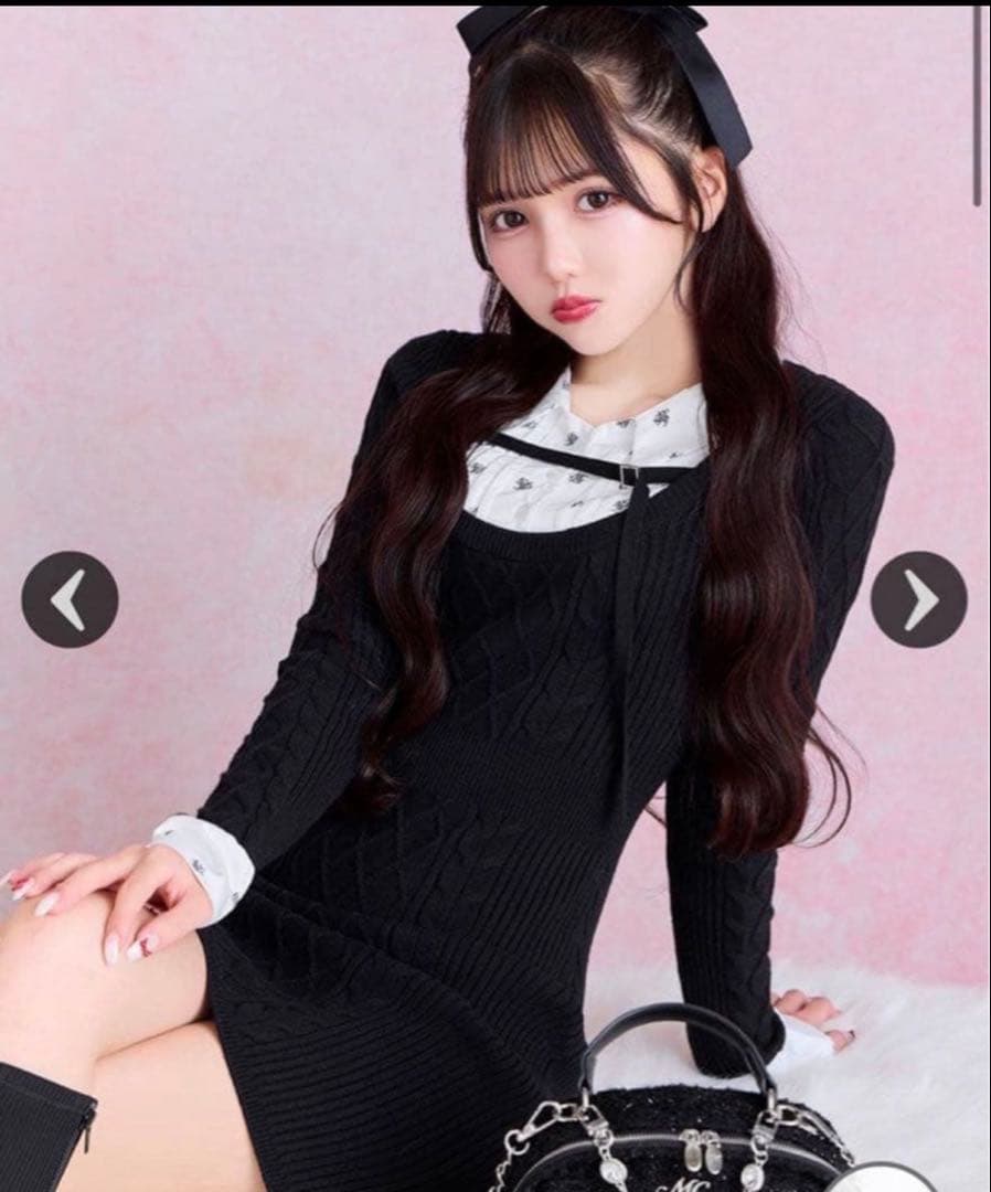 ミシェルマカロン　モノグラムシャツドッキングニットワンピース ミシェルマカロン モノグラムシャツドッキングニットワンピース - メルカリ