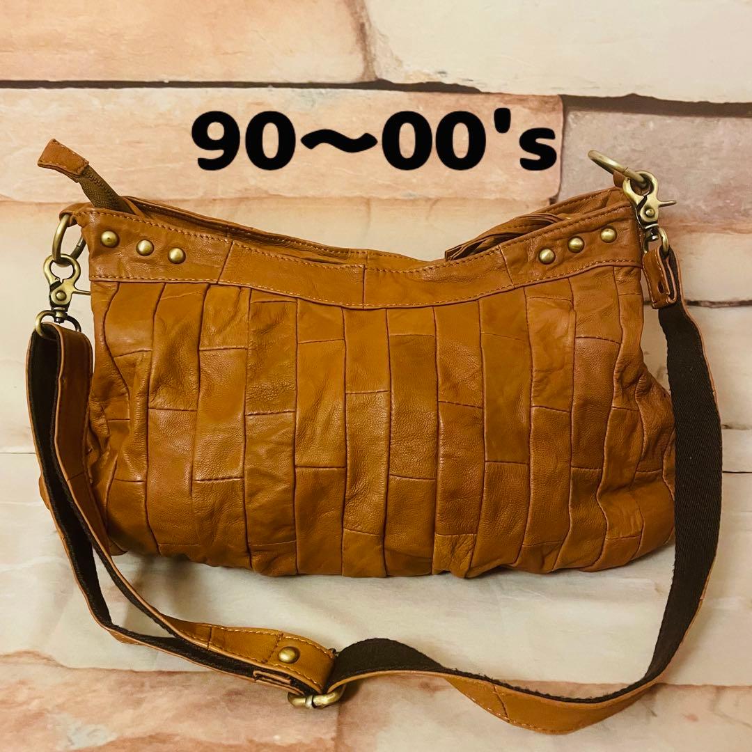 90~00sレザーショルダーバッグarchiveテック系y2kヴィンテージ 古着