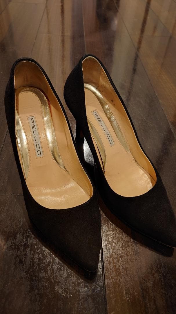 PELLICO 黒 スエード ハイヒール 37 PELLICO / ペリーコ | MISTRAL 80 スエードレザー メダリオン バック