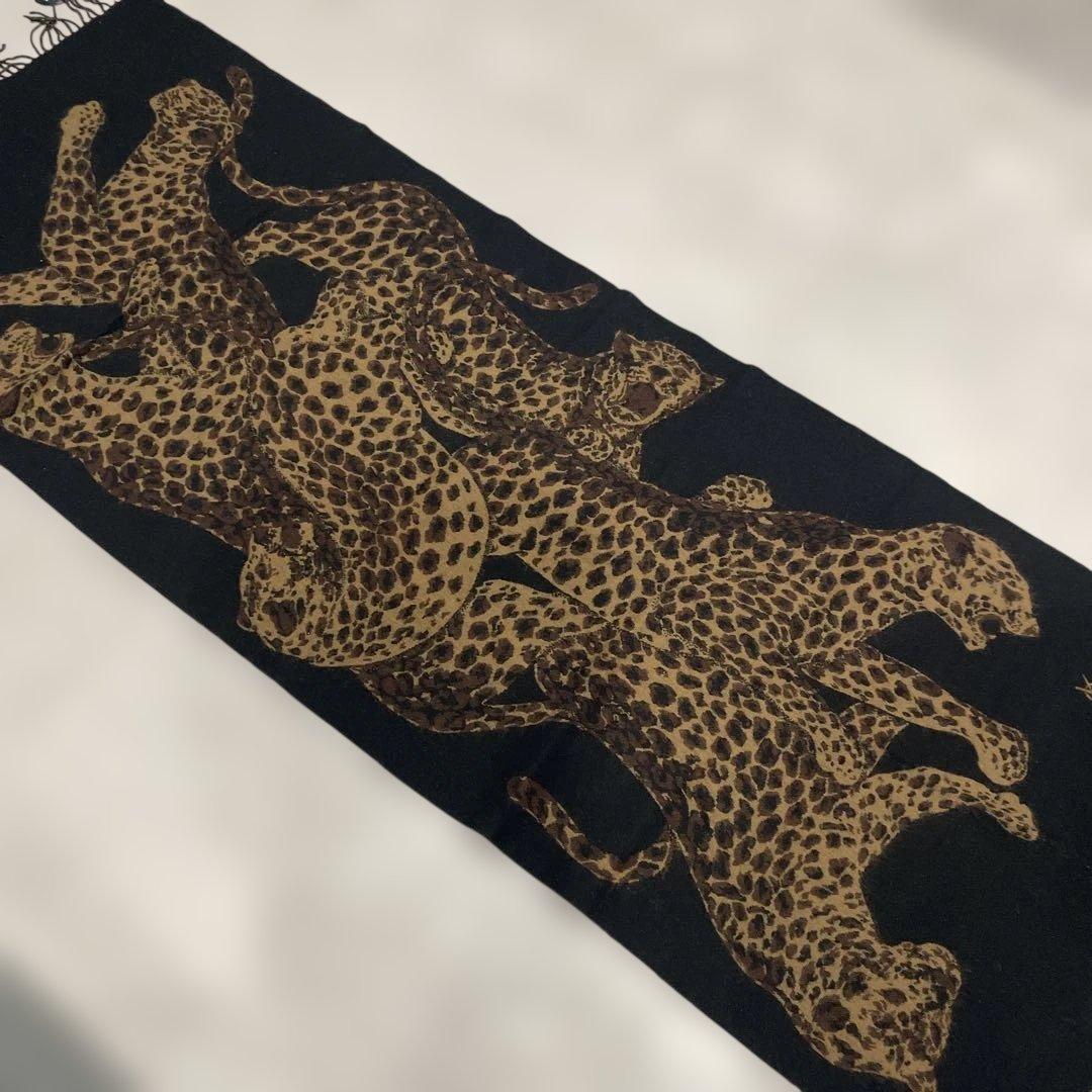 希少 サンローラン レオパード ヒョウ柄 大判ストール ウール