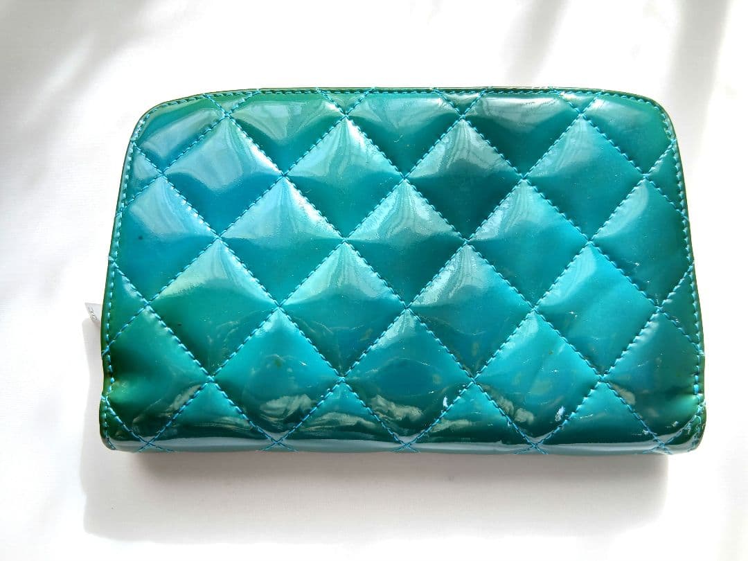 CHANEL ターコイズ キルティングエナメル 長財布 - メルカリ
