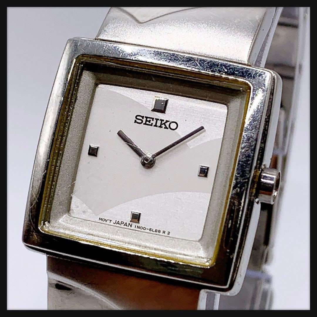 新電池】SEIKO セイコー☆スクエア レディース 腕時計 シルバー