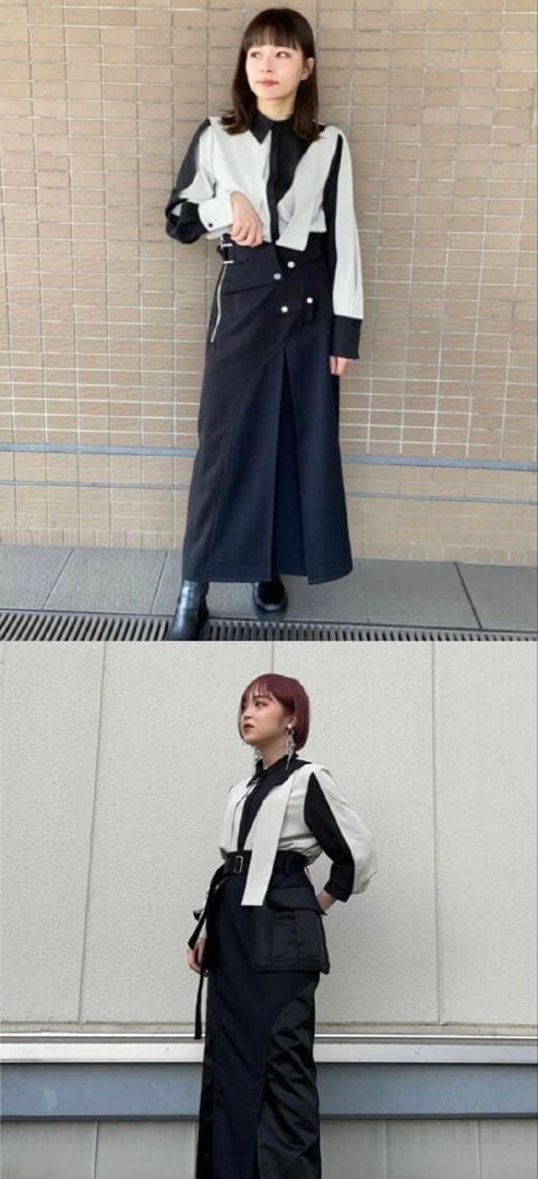 ○新品○UNITED TOKYO バイカラーオプティカルブラウス【手洗い可能】