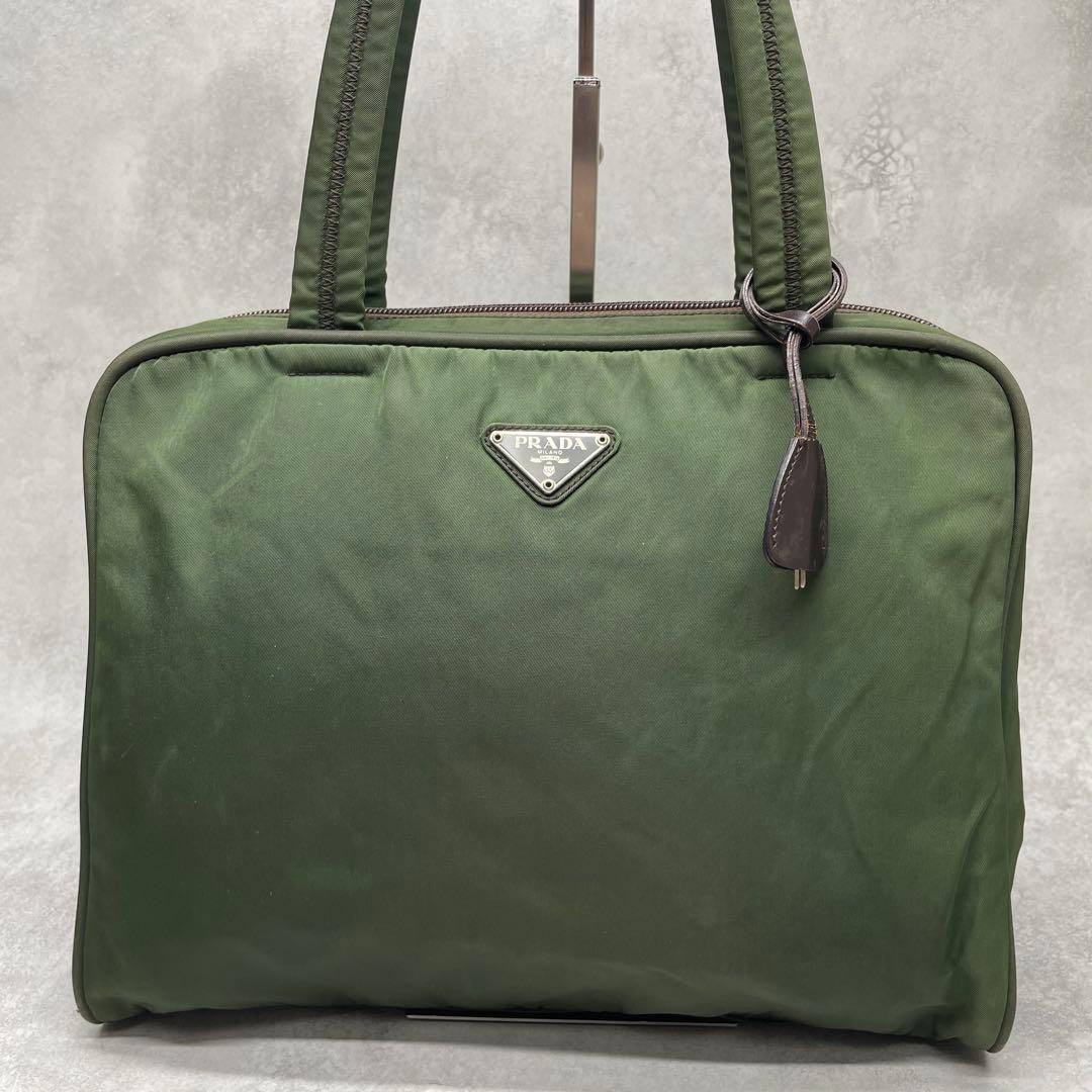 良品✨プラダ トートバッグ ミニボストン ナイロン 肩掛け 三角ロゴ