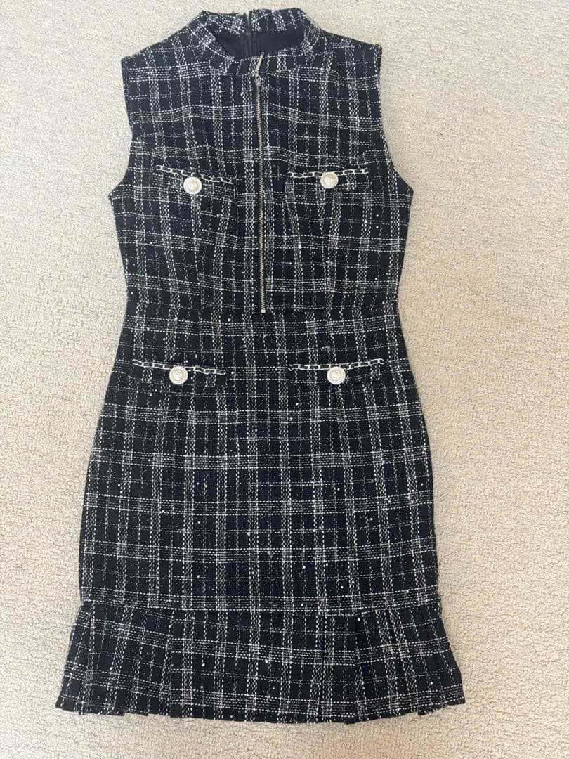 チェック柄ノースリーブミニワンピース - メルカリ
