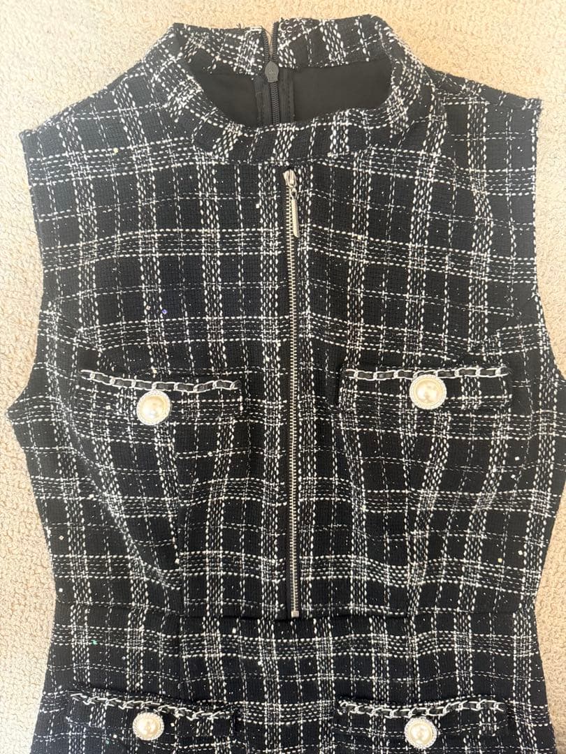 チェック柄ノースリーブミニワンピース - メルカリ