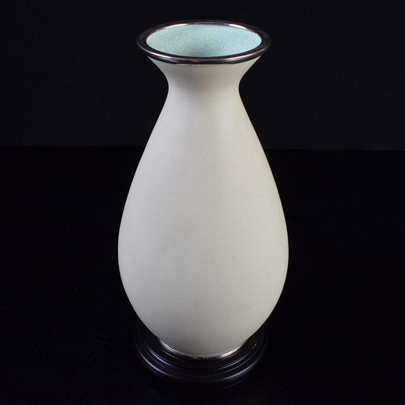 七宝焼 服部喜久作 花文 花瓶 唐木台付 共箱 V R9527 - メルカリ