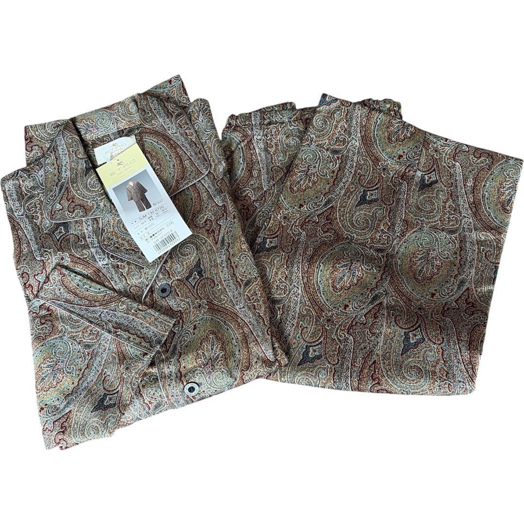 未使用 ETRO エトロ 西川 パジャマ メンズ M ペイズリー 綿100 長袖
