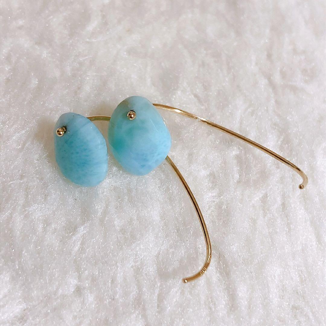 Lilas K10 ラリマー ピアス イエローゴールド - メルカリ