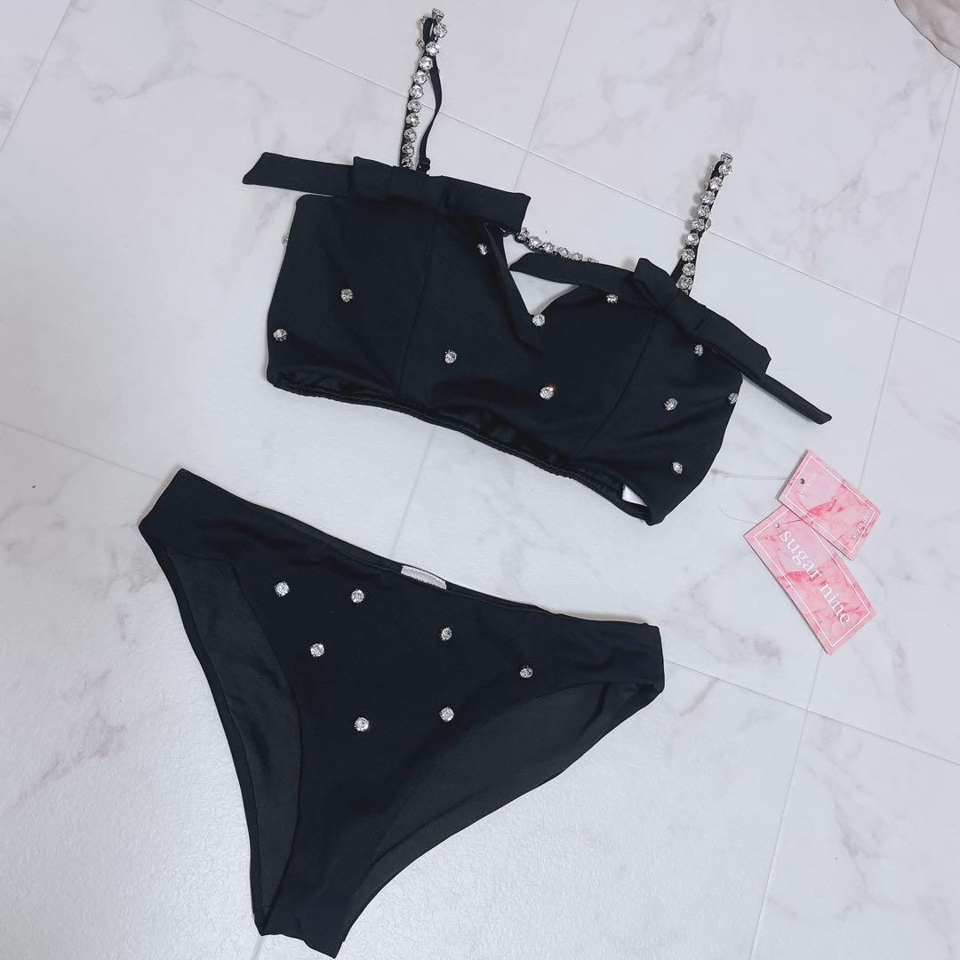 完売品　シュガーナイン　水着　サイドリボンビジュースタッズビキニ