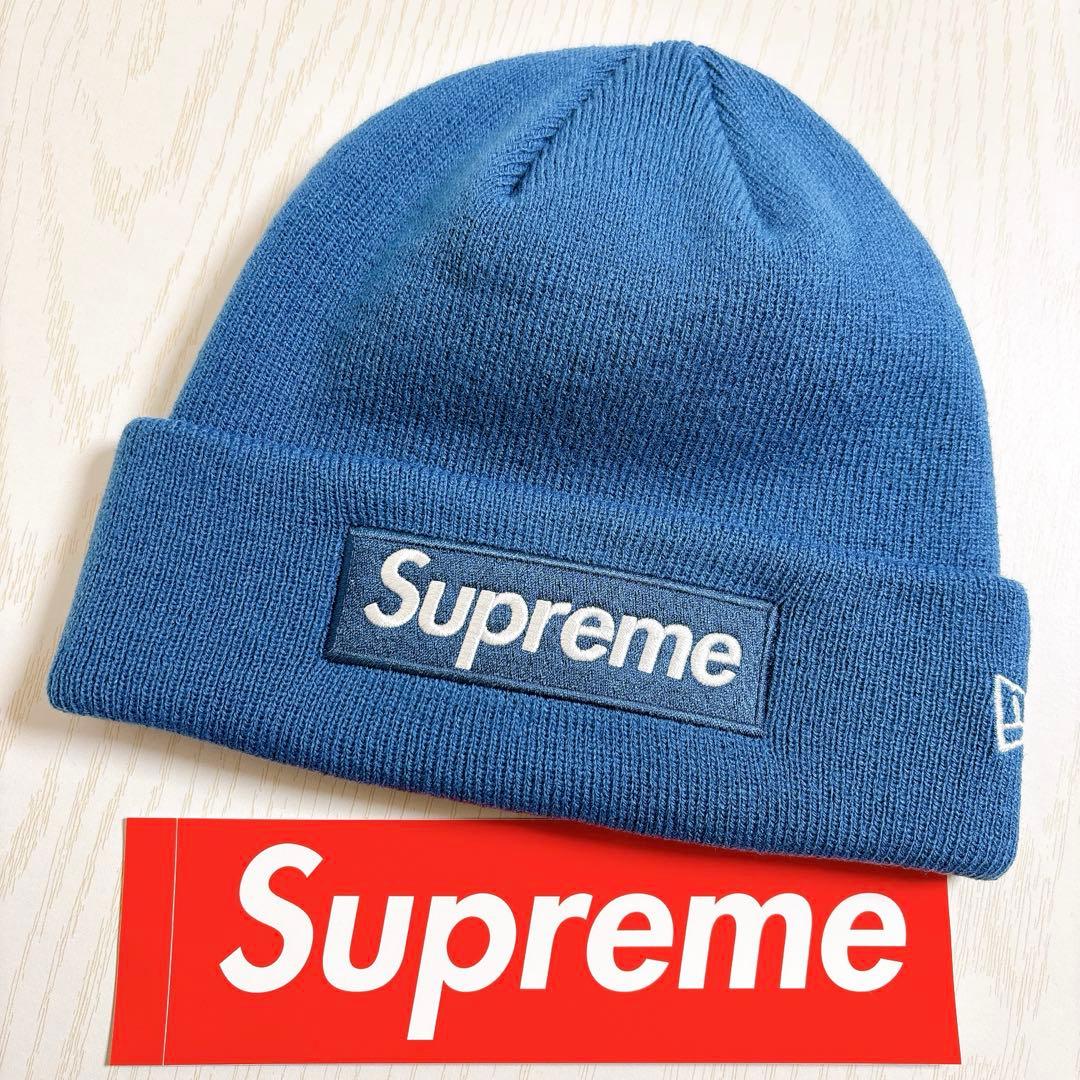Supreme NEW ERA ニット帽　ビーニー　BOXロゴ　ブルー　水色 Supreme×New Era 25AW「New Era Box Logo Beanie」BOXロゴビーニー