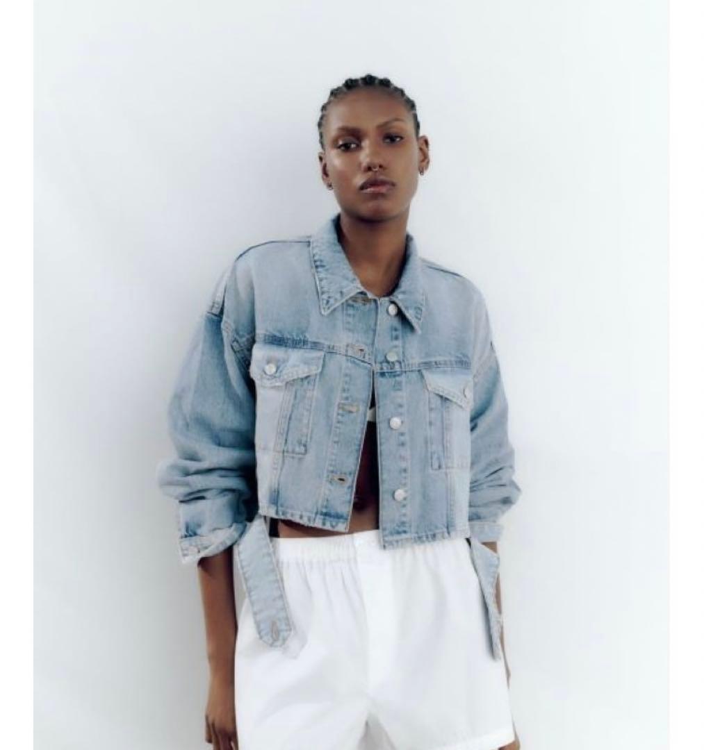 ZARA ザラ TRFデニムジャケットカットアウト - メルカリ