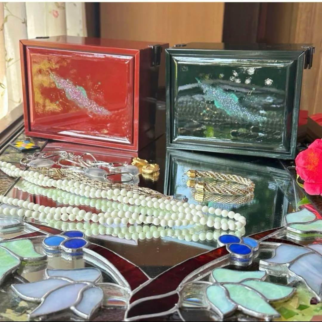 2191様感謝‼️ラストJAPAN輪島螺鈿蒔絵宝石箱「銀河-翠みどり」1点