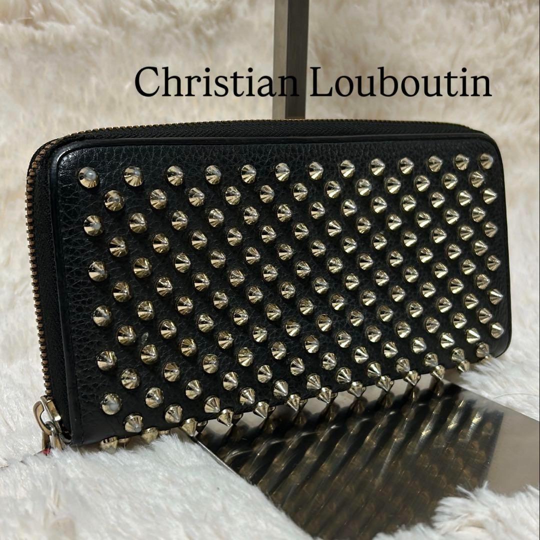 ✨美品 ルブタン ラウンドジップ パネート 長財布 シボ革 ブラック レザー