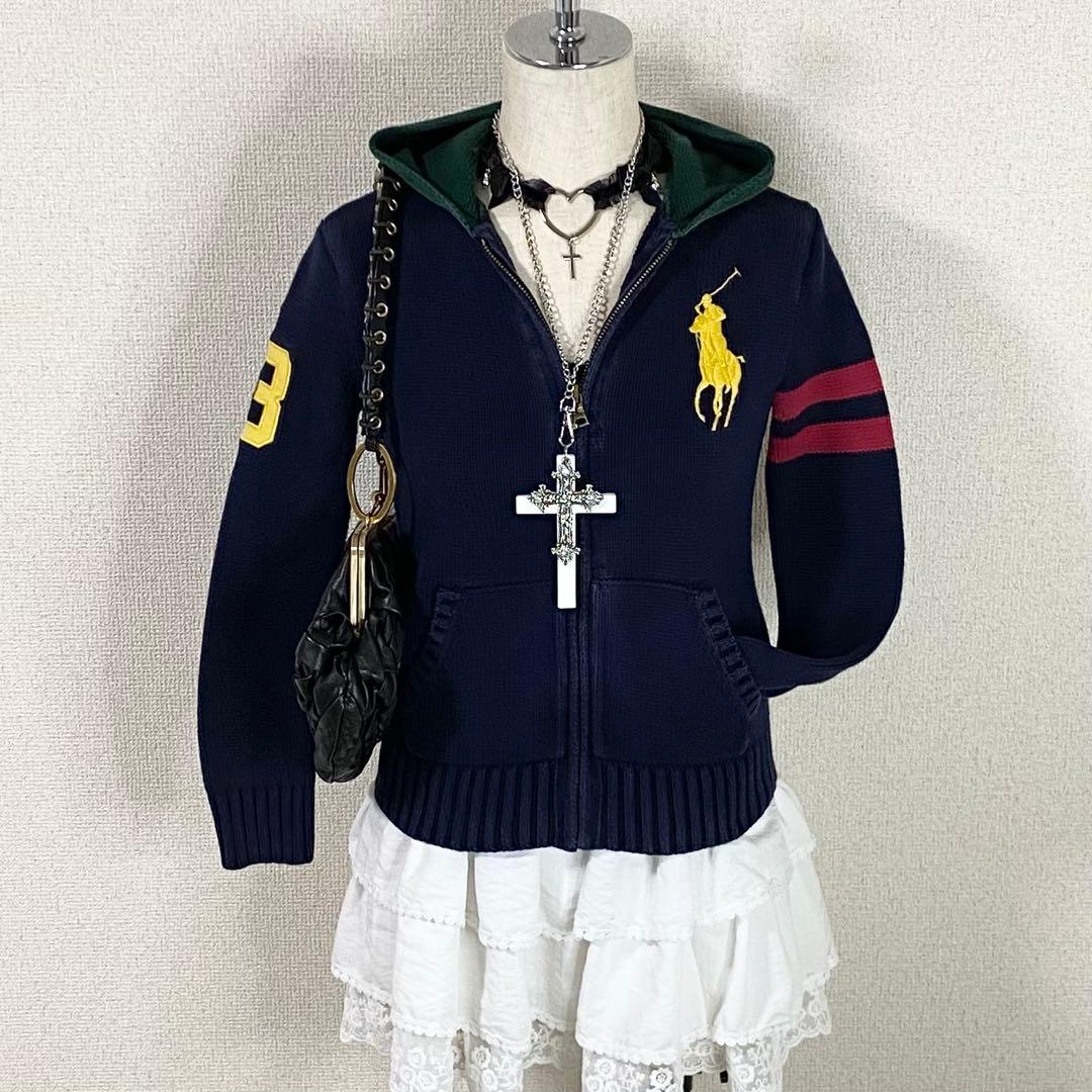 ラルフローレン ニット ジップパーカー ビッグポニー y2k 平成ギャル