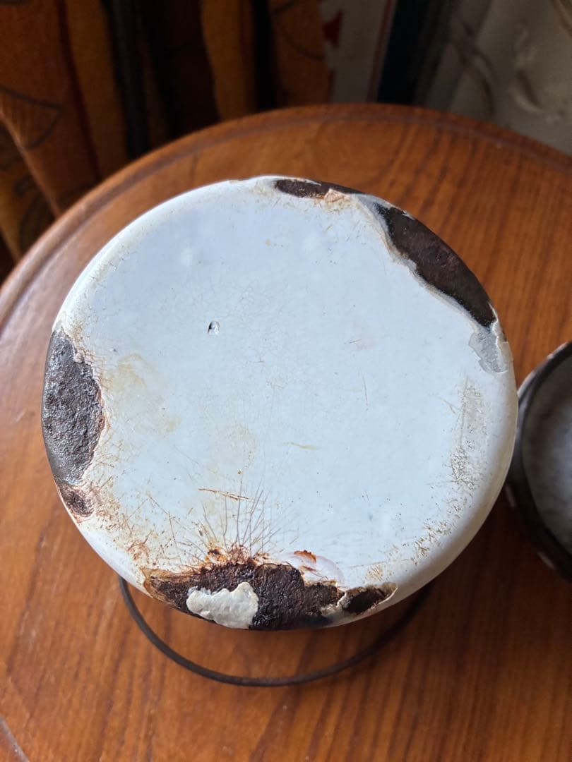 フランス アンティーク ホーロー ストッカー キャニスター ダミエ 市松