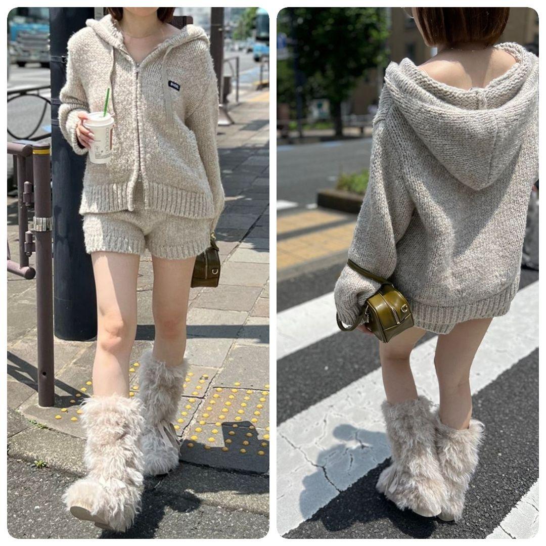 新品 未使用】SNIDEL スナイデル レースアップファーブーツ Lサイズ 茶