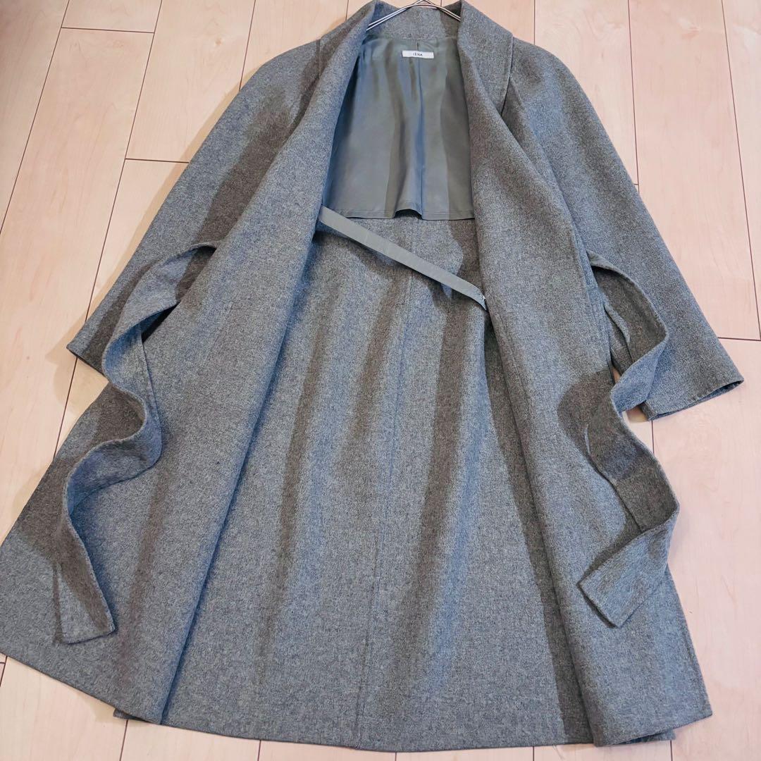 IENA イエナ カシミヤ混 ガウンリバーコート ロングコート M グレー