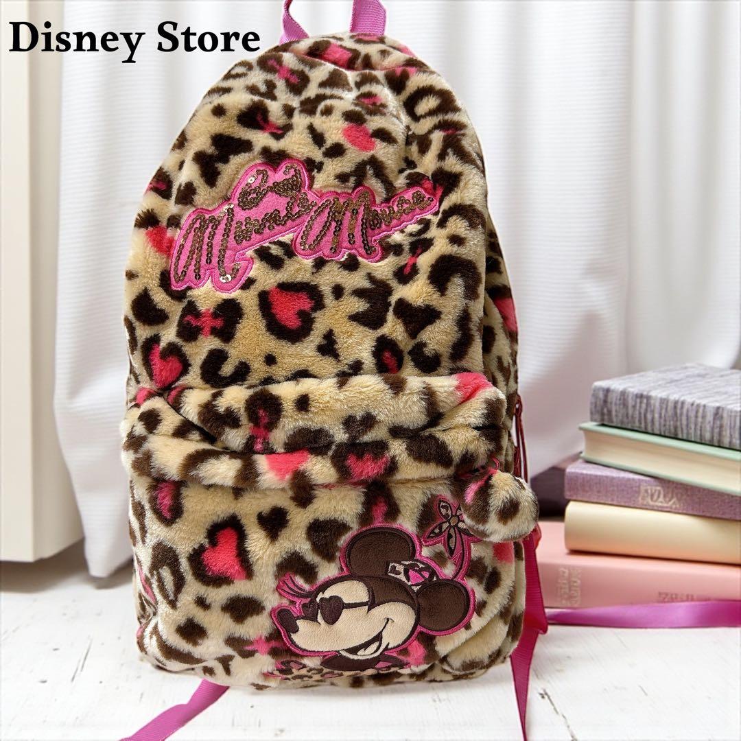 希少】Disney Storeミニー レオパード柄 ヒョウ柄 ファー リュック
