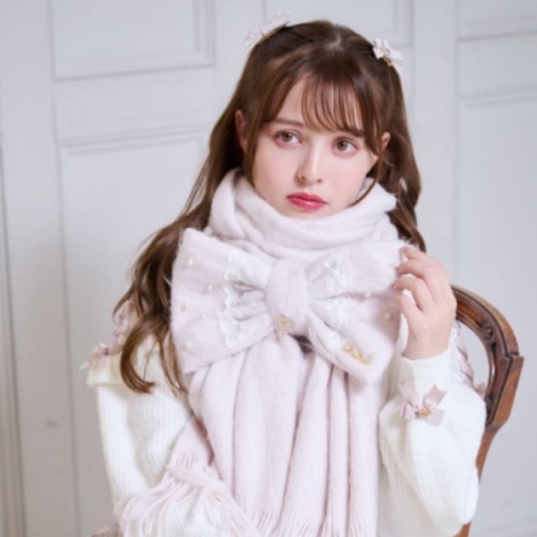 LIZLISA リズリサ シャギーリボンストール マフラー ピンク - メルカリ