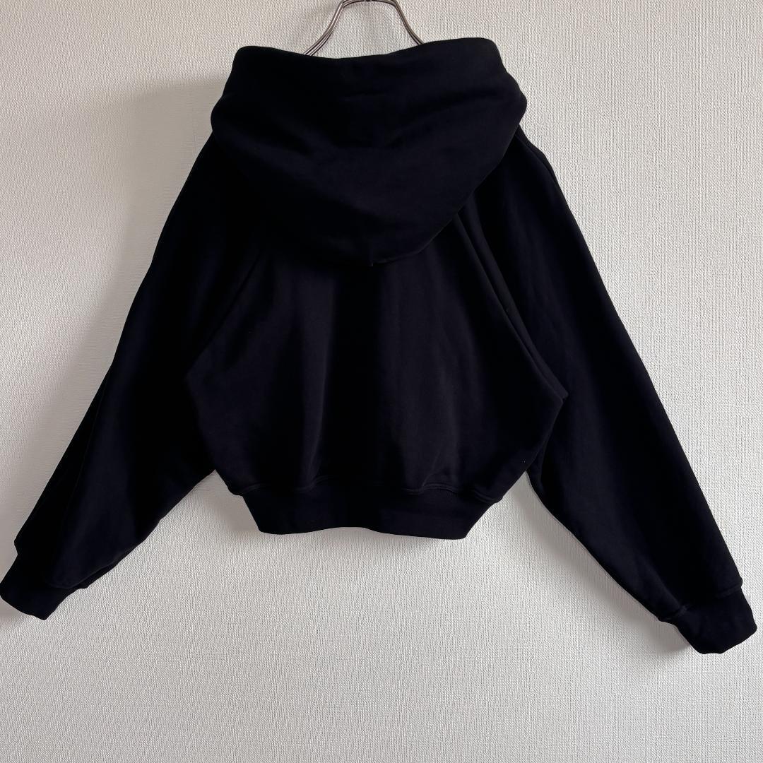 超人気】PATOUパトゥ/パーカー/刺繍ロゴ/ロングドローストリング/黒/M