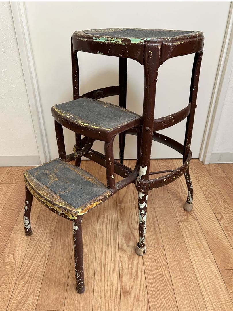 50s ビンテージ アンティーク ステップスツール チェア 店舗什器 アメリカ 1950's COSCO社製 ヴィンテージ ステップチェア - アンティーク