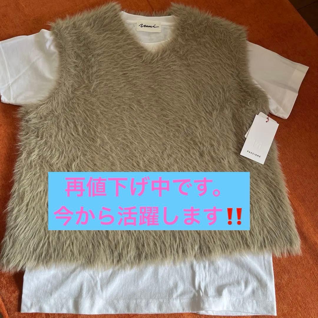 新品】Mal. レレレ PASSIONE ベージュ ファー ニット ベスト - メルカリ