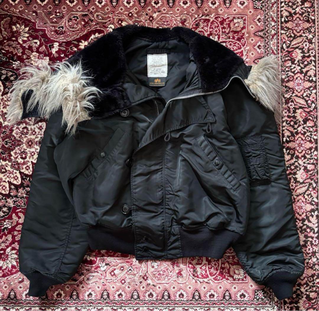 美品】80s USA製 ALPHA N2B 黒 L ファー - メルカリ