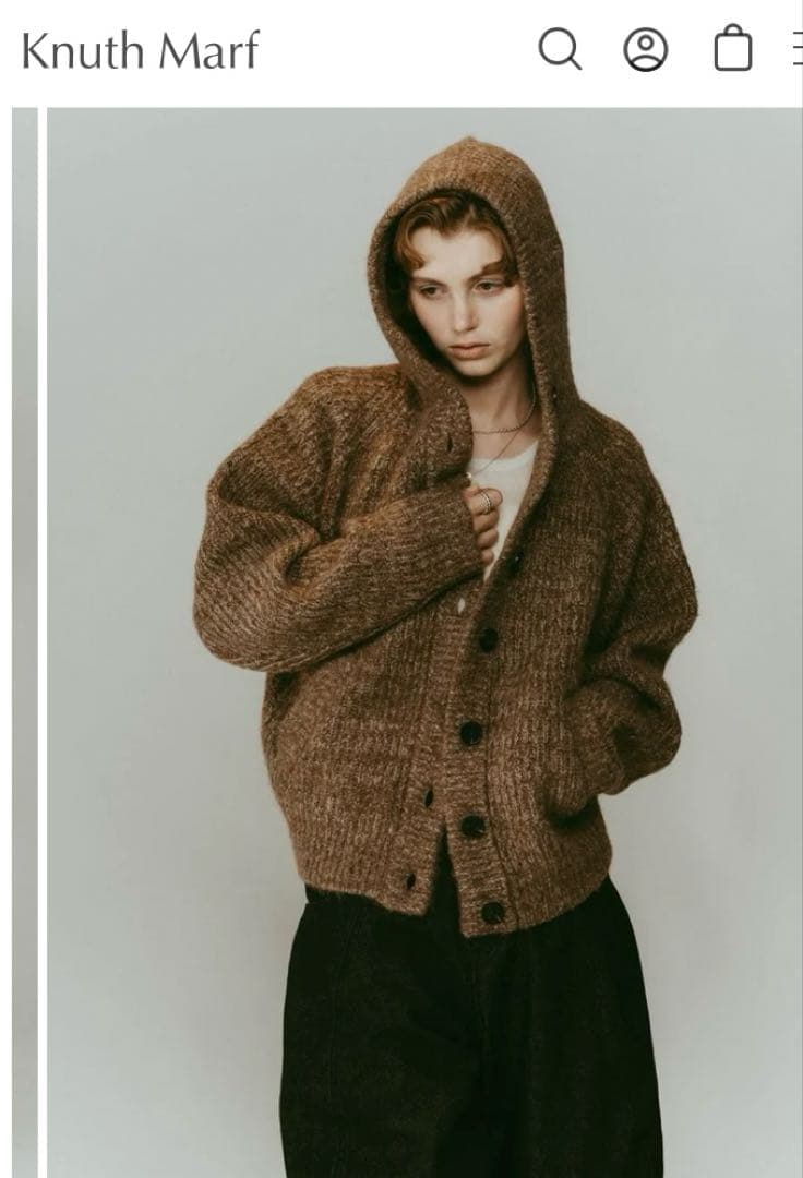 Knuth Marf hooded cardigan knit brown