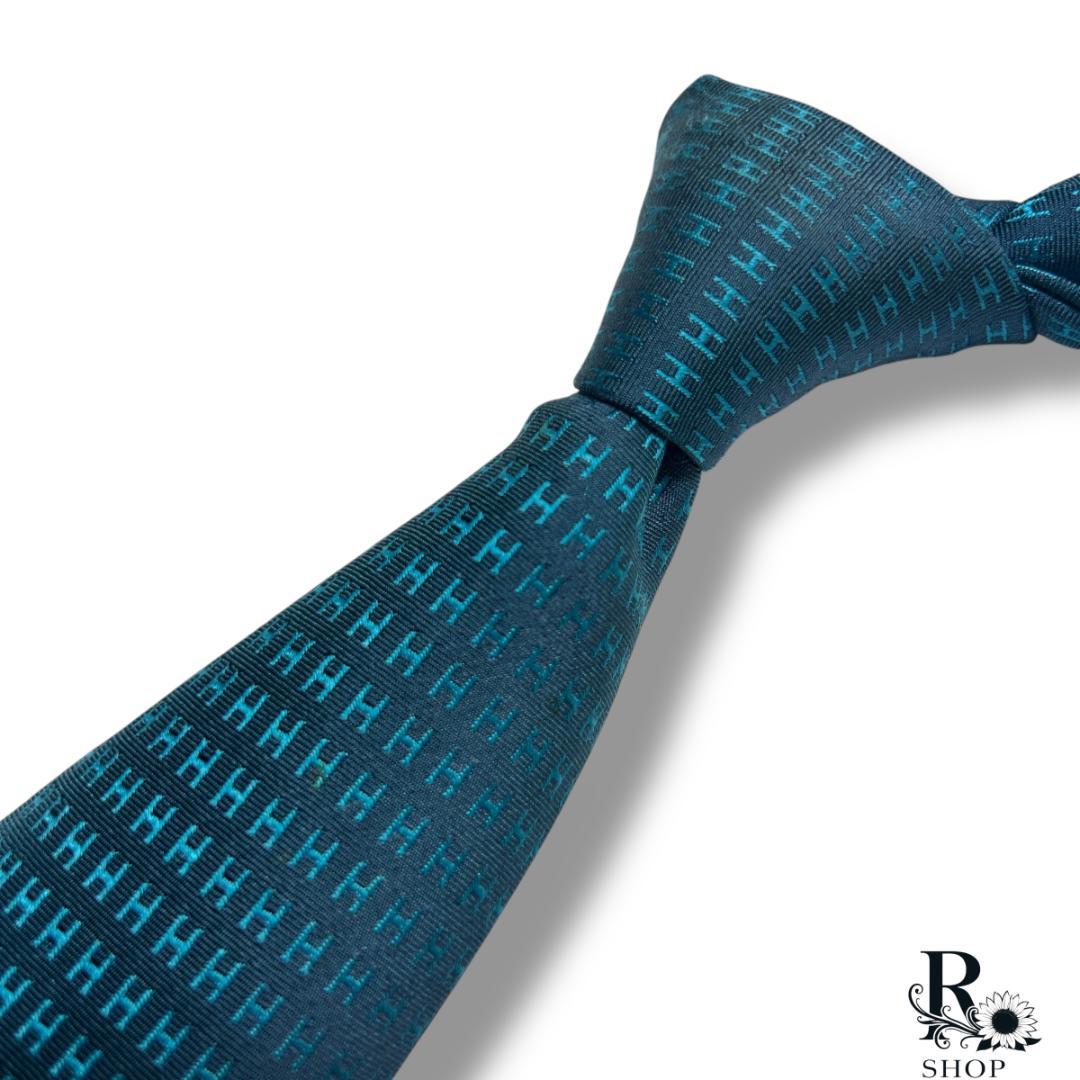 良品 エルメス ネクタイ シルク100 ブルー H柄 ファソネ H 光沢 - メルカリ