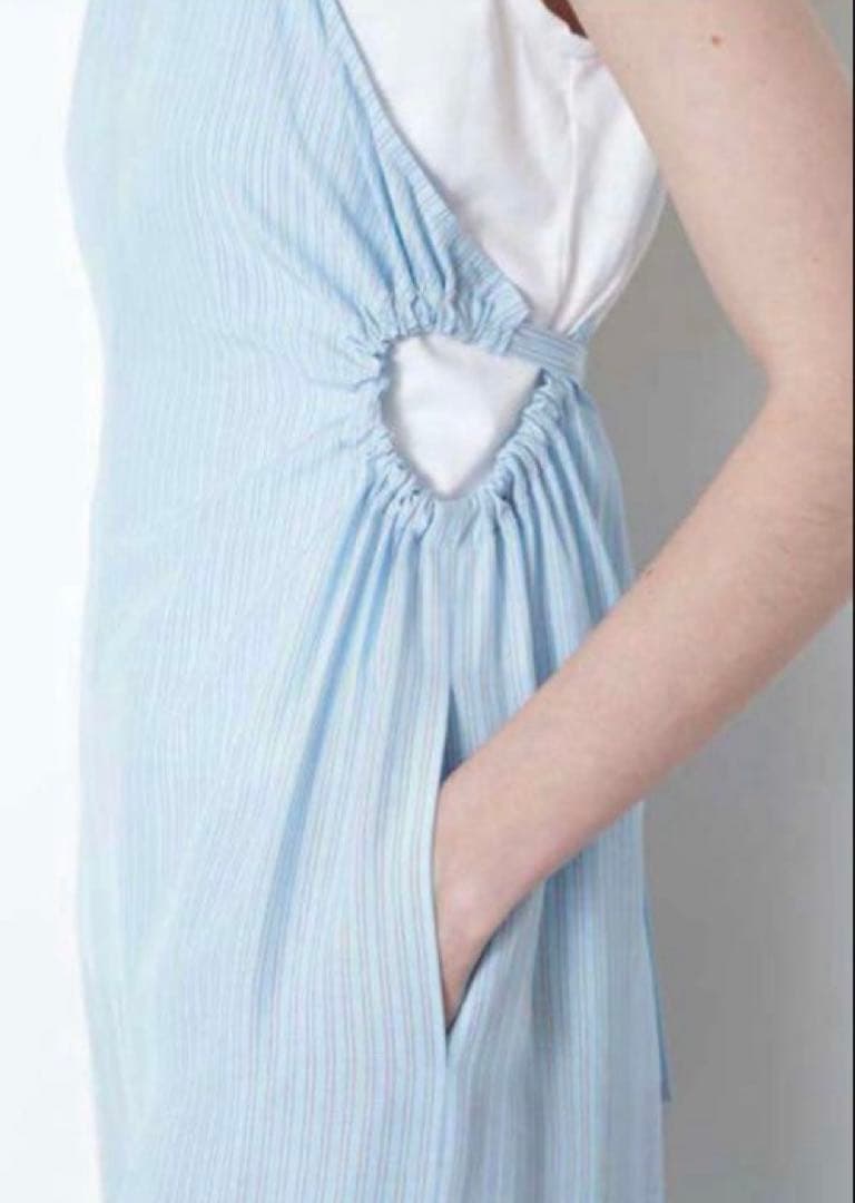 【新垣結衣着用】美品✨ルフィル ストライプオールインワン Sサイズ ブルー