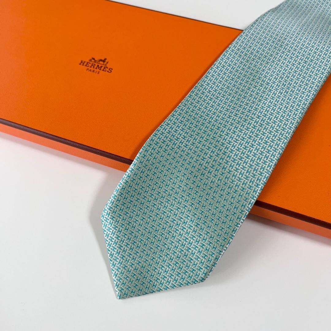 HERMES エルメス ネクタイ ミントグリーン H織りタイ ファソネH H柄