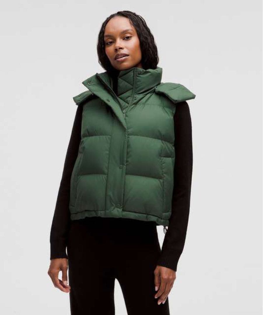 ルルレモン Wunder Puff Cropped ベスト サイズ4 グリーン Wunder Puff 600ダウンフィル クロップベスト | ジャケット&アウター