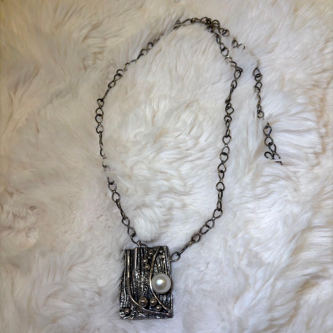 作家物・一点物】BéBé工房 シルバー＆本真珠 スクエアネックレス 今村学