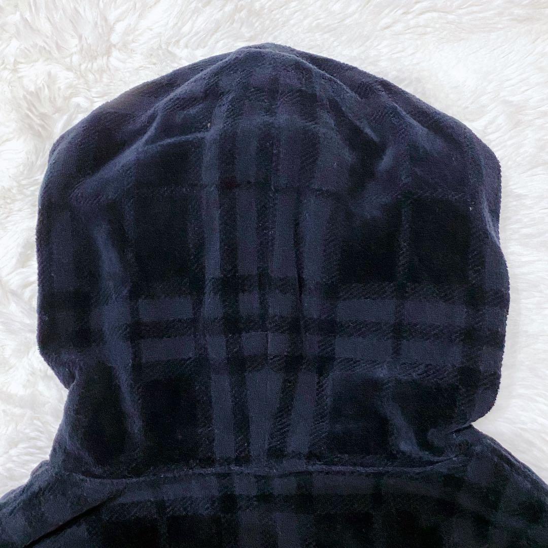大きいサイズ】バーバリー ゴルフ ギガチェック ベロア パーカー ネイビー